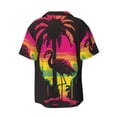 thumbnail image 5 of KLL Flamingo And Palm Trees At Sunset Print Men's Shirt Short Sleeve Button Down Summer Cuba Beach Shirts- Large, 5 of 5
