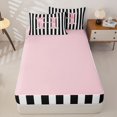 thumbnail image 4 of Manfei Minimalist Geometric Lines Zipper Twin Comforter Sets with Fitted Sheet and 2 Pillowcases,Initial Alphabet Zipper Bedding Set,Pink Reversible,4-Piece, 4 of 7