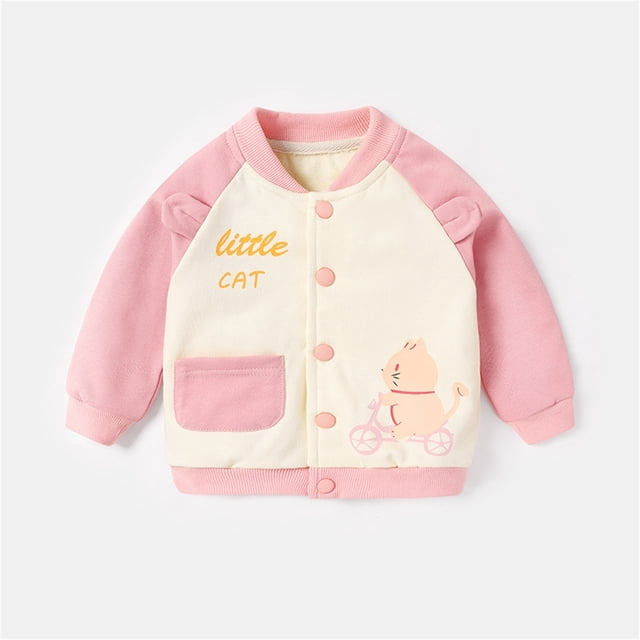 LIJCC Toddler Boys & Girls Button-Front Baseball Jacket - Adorable Animal Graphic Design, Contrast-Sleeve Style, Functional Pocket, Soft Fabric with Ribbed Trim for Daily Wear & Play