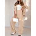 thumbnail image 4 of Women'S Fall Spring 2 Piece Blazer Outfits Business Casual Oversized Jacket Wide Leg Work Pants Khaki XS, 4 of 9
