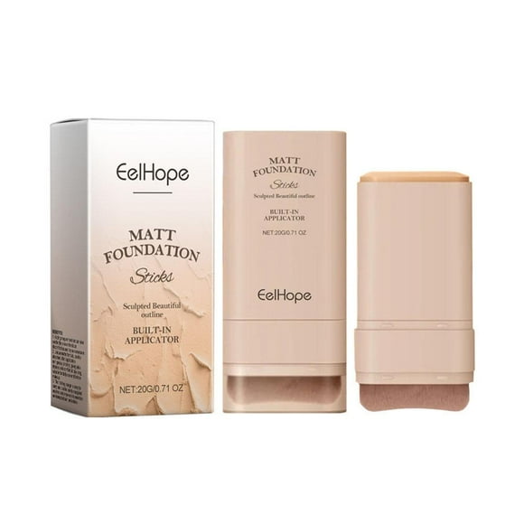 Foundation Stick with Brush - Natural Finish, High Concealing Power, Long-Lasting Makeup, Multiple Shades, Portable Design, Cotton Soft Brush Head