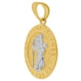 thumbnail image 2 of 14k Yellow Gold White Rhodium, Saint Christopher Medal Religious Pendant Round 17mm with 20" Dainty Neck Chain, 2 of 5
