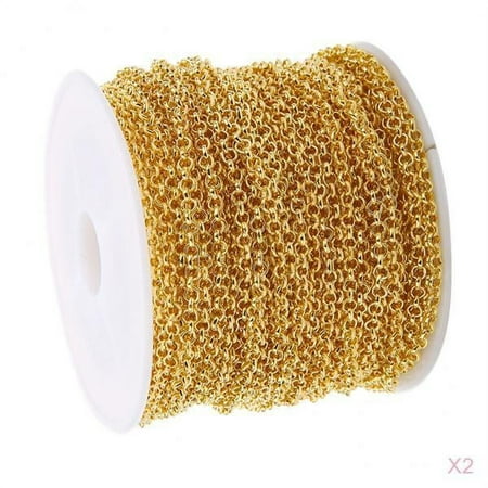 2 Rolls Jewelry Making Chains 2mm Circle Link Chain Bulk for Bracelet Necklace DIY Crafts Jewelry Supplies 10 Yards Gold Jewelry Finding Making Accessories