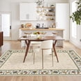 thumbnail image 4 of 8x10 Living Room Rugs Washable Soft Floral Print Bedroom Area Rug Retro Accent Large Under Table Carpet for Dining Room Low Pile Stain Resistant Floor Cover for Home Office, Beige, 4 of 9