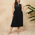 thumbnail image 2 of Yesfashion Women's Plus Size Halter Neck Sleeveless Pleated Midi Dress Summer Backless Flowy Beach Sundress, 2 of 5
