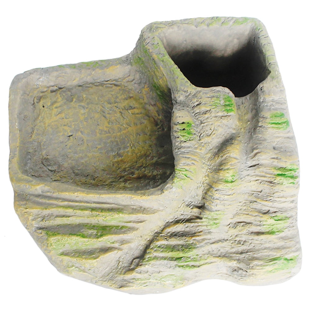 LITINKIMI Resin Reptile Terrace with Natural Landscape Design, Decorative Turtle Climbing Platform Ornament
