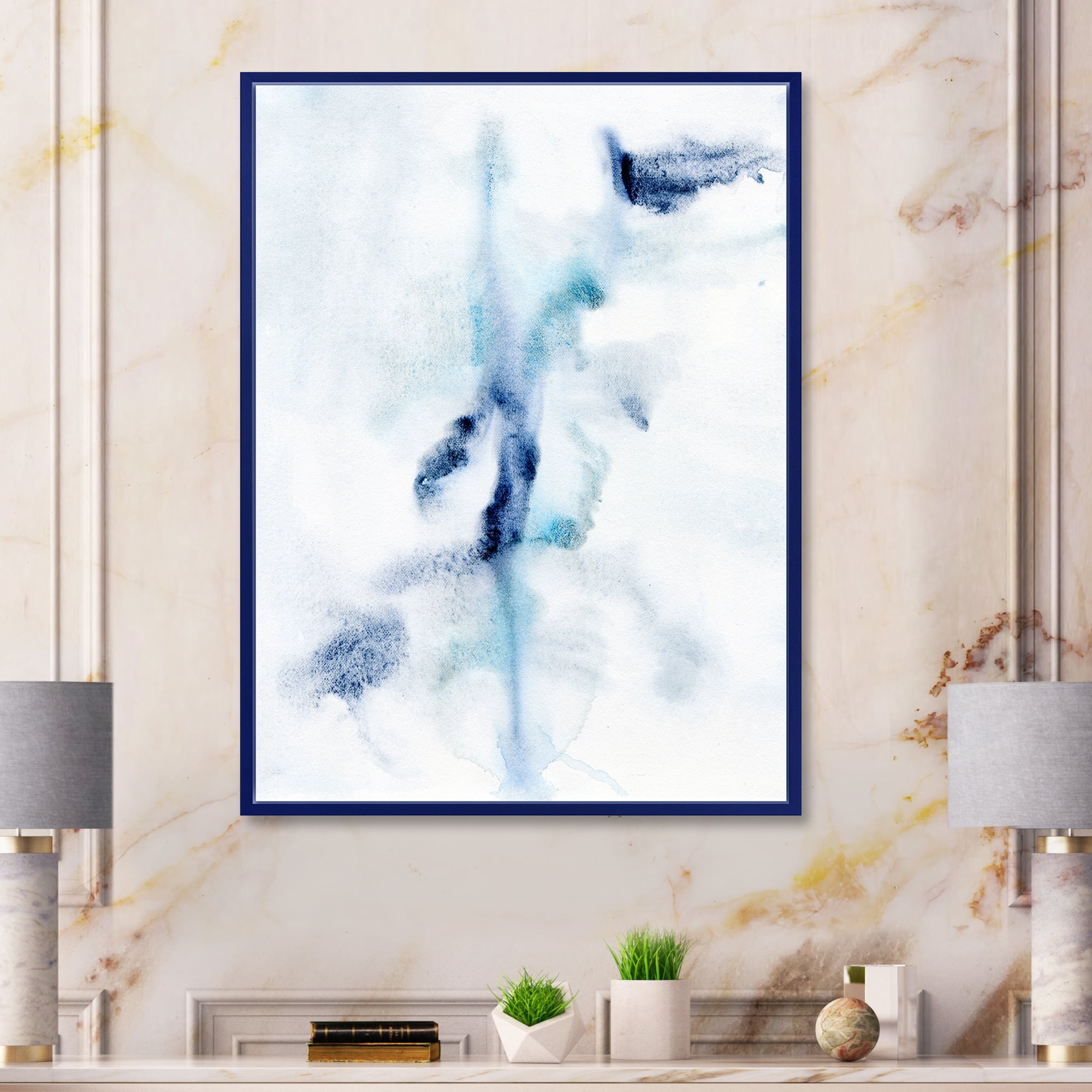 Designart 'Abstract Of Clouds Dark Blue Colored IV' Modern Framed Canvas Wall Art Print
