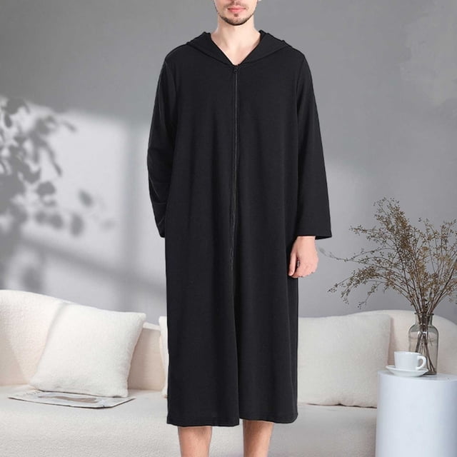 Solid Color Bathrobe for Relaxation Men's Sleepwear and Loungewear Cozy Home Robe for Everyday Comfort