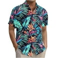 thumbnail image 3 of Yteetum Men's T Shirts Under $5.00 s Hawaiian Floral Print T Shirts Casual Button Down Short Sleeve Lapel Beach Summer T-Shirts, 3 of 7