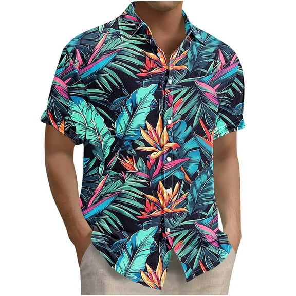 DJDLJWCJ Mens Short Sleeve Shirts With Pocket, Stripe Printed Casual Tees Hawaiian Shirt for Men polo Shirt Summer Beach Shirts Multicolor 4XL