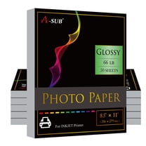 A-SUB Premium Glossy Inkjet Photo Paper, 8.5 x 11 in, 150 Sheets, 66lb / 250gsm Photographic Paper for Inkjet Printers, Epson, Canon, HP