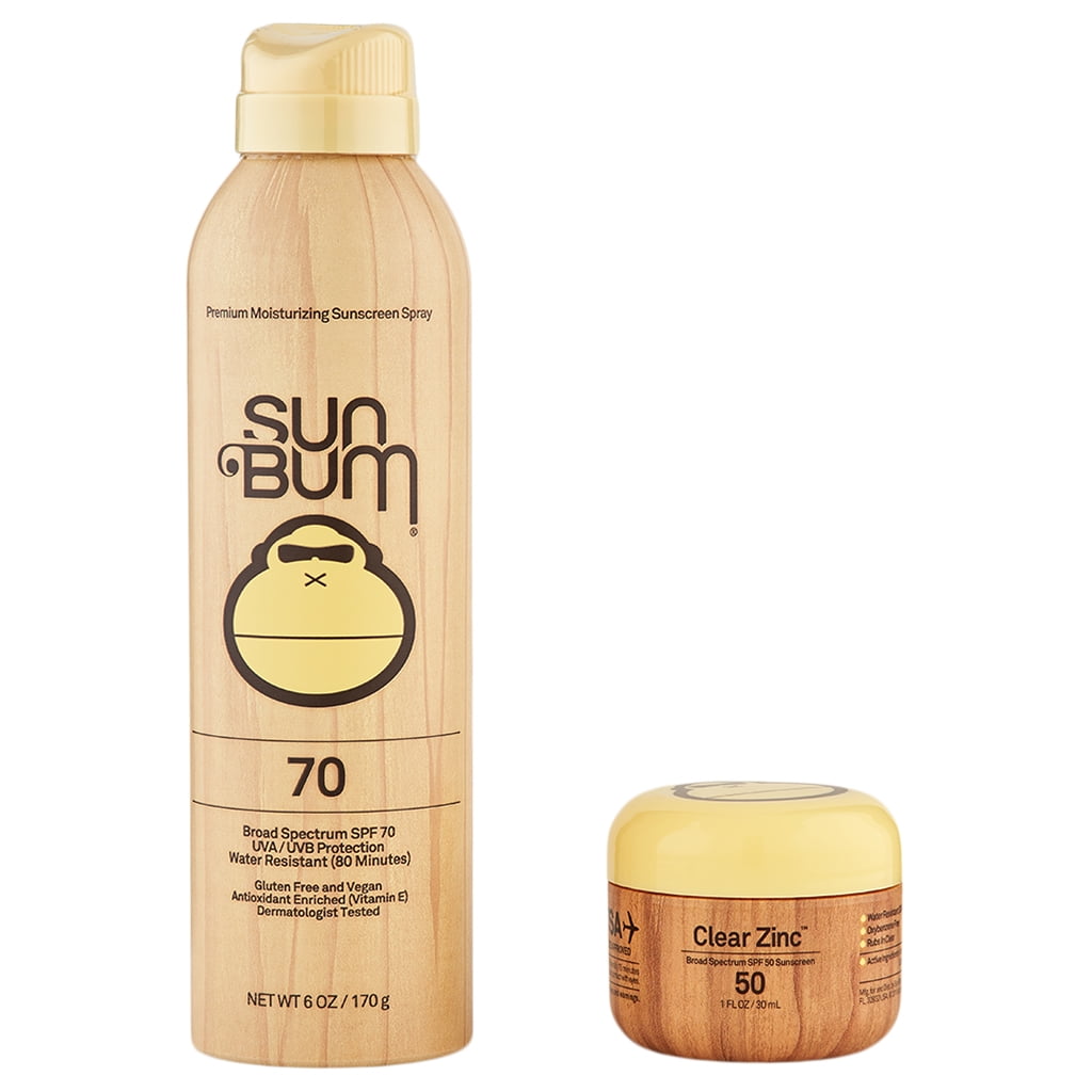 Sun Bum SPF 70 Sunscreen Spray 6 oz & SPF 50 Clear Zinc Oxide Walmart