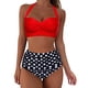 thumbnail image 1 of MKLEKYY Bikini Mujer Traje De Baño Women High Waisted Bikini Sexy Push Up Two Piece Swimsuits Vintage Swimsuit Two Piece Retro Ruched High Waist Print Bikini Set 1011, 1 of 5