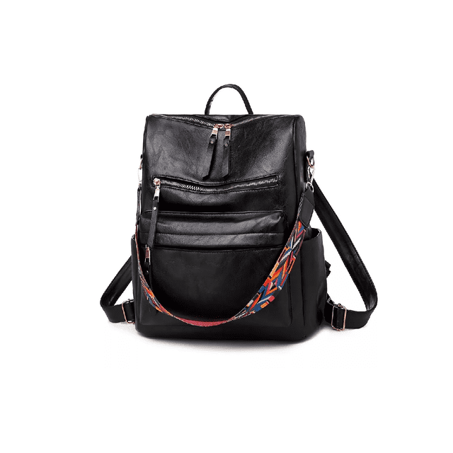 Mochila Bolsa de Cuero Sintético Modernas Negra