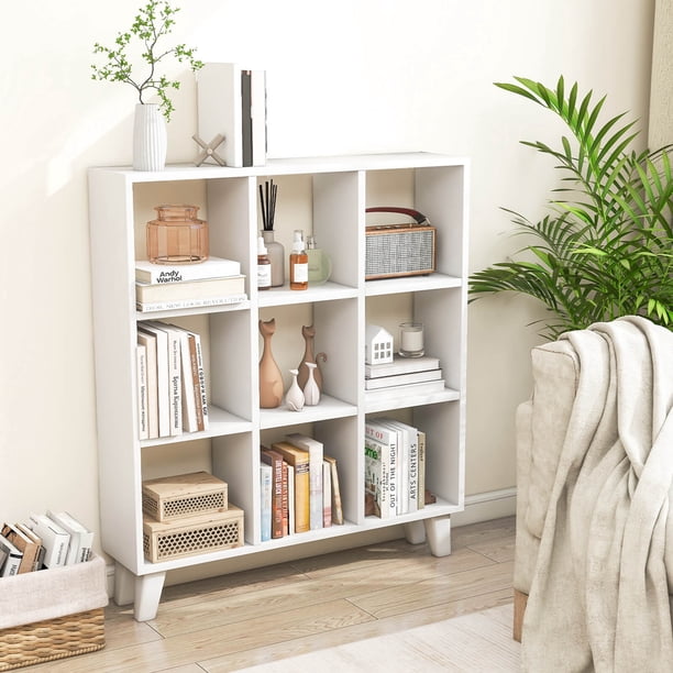 Costway 1 PCS 9-Cube Bookcase with 6 Removable Shelves Raised