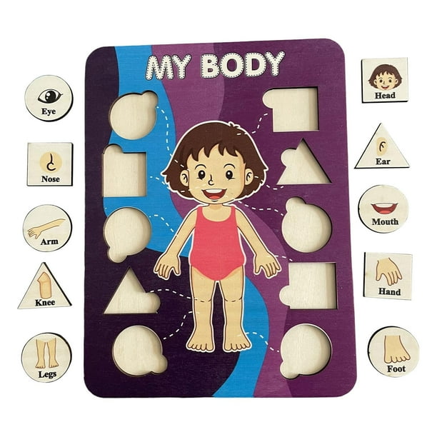 Aprendizaje de las partes del cuerpo humano Rompecabezas del cuerpo para niños Actividades de aprendizaje Juego de rompecabezas de clavijas de madera para niños como regalo de cumpleaños C