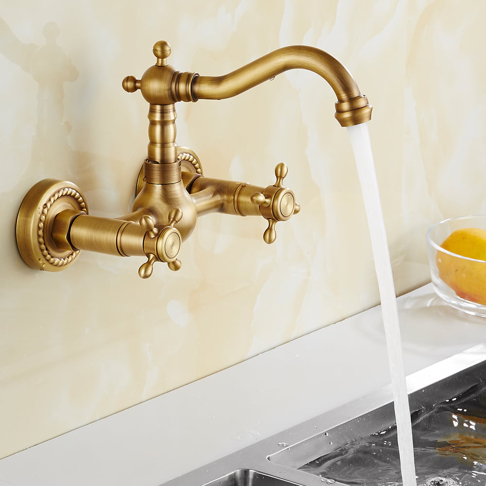 Bathroom Kitchen Sink Faucet Mixer Swivel Spout Head Wall Mount Brass Chrome Tap 
