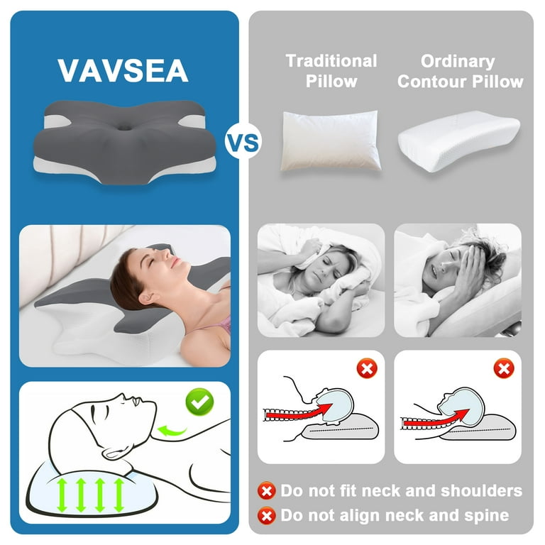 VAVSEA Contour Memory Foam Pillow for Neck Pain Relief Cooling Pillowcase Orthopedic Support for Sleepers Walmart