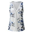 thumbnail image 2 of Tank Top Vestido Tops estampados para mujer, blusa informal sin mangas de Color con cuello, camisas informales de verano, chaleco personalizado con encaje popular en V, camisetas holgadas (Blue, XL), 2 of 6