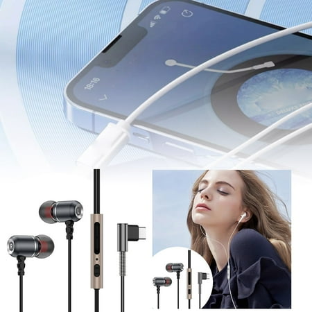 

Type C Digital Audio Decoding Earphones With In Line Control For Flat Port Smartphones Metal Wired Earphones