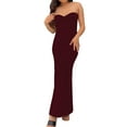 thumbnail image 2 of VISgogo Vestido Delgado para Mujer Color Sólido Cruzado Hombro Diseño Punto Versátil Elegante Vestido de Cóctel VISgogo moda, 2 of 9
