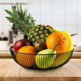 thumbnail image 2 of Wrought Iron Fruit Basket Metal Wire Round Openwork Drain Bowl Snacks Storage, 2 of 5
