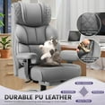 thumbnail image 4 of Office Desk Chair, Big and Tall Leather Gaming Chair with Footrest, Wide Ergonomic  Executive High-Back Reclining Computer Chairs, Swivel Rolling Wheels and Padded Lumbar Support, Gray, 4 of 7
