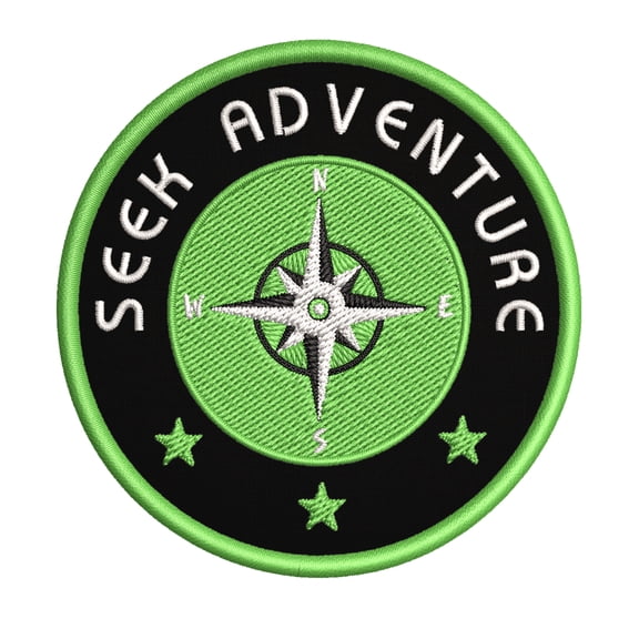 Seek Adventure Compass In Zombie Green 3.5 Inch Iron Or Sew On Embroidered Fabric Badge Patch National Parks Iconic Series