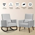thumbnail image 6 of Costway Set of 2 Dual-use Upholstered Rocking Chair w/Pillow Light Grey, 6 of 11