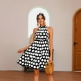 thumbnail image 1 of Halter Neck Backless Polka Dot Print Tiered Dress Above Knee Length, 1 of 3