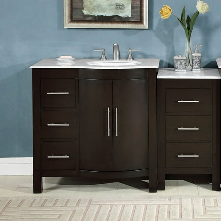 Silkroad Exclusive 54 Inch Single Sink Carrara White Marble Stone Silkroad Exclusive 54 Inch Single Sink Carrara White Marble Stone Top Bathroom Modular Vanity