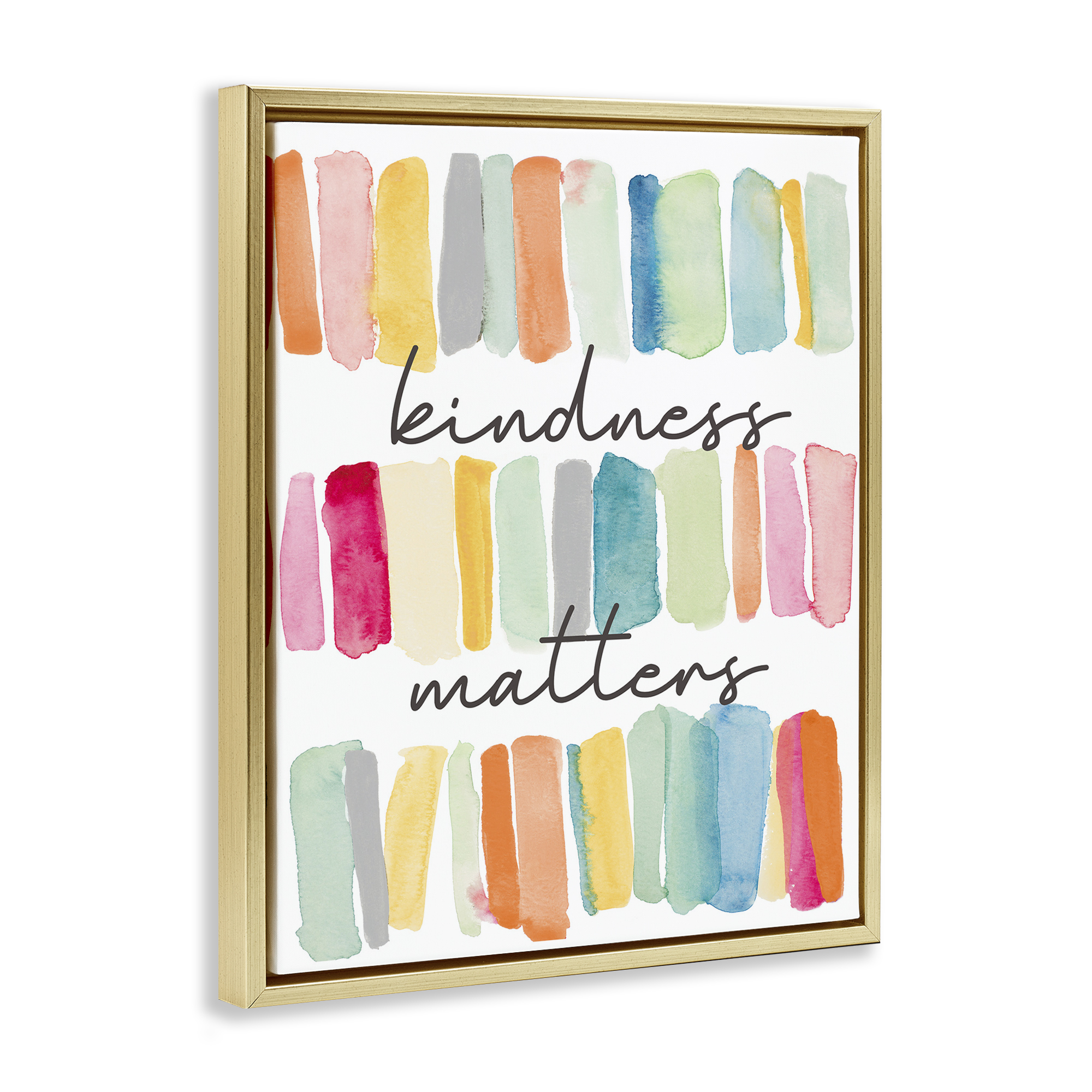 Stupell Industries Kindness Matters Phrase Typography Painting Gold Floater Framed Art Print Wall Art, 25 x 31