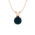 thumbnail image 3 of 0.5 ct Brilliant Round Cut Solitaire VVS1 Genuine Blue Natural London Blue Topaz Solid 14k Pink Rose Solid Gold Everyday Affordable Designer Necklace Pendant with 16" Solid Gold Chain by Clara Pucci, 3 of 6