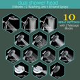 thumbnail image 2 of 12-inch Square High-pressure Rain Shower Head with Filtered Hand-held Shower Head, Adjustable Extension Arm, 10-Spray Modes & Magnetic Docking/Chrome Finish, 2 of 7