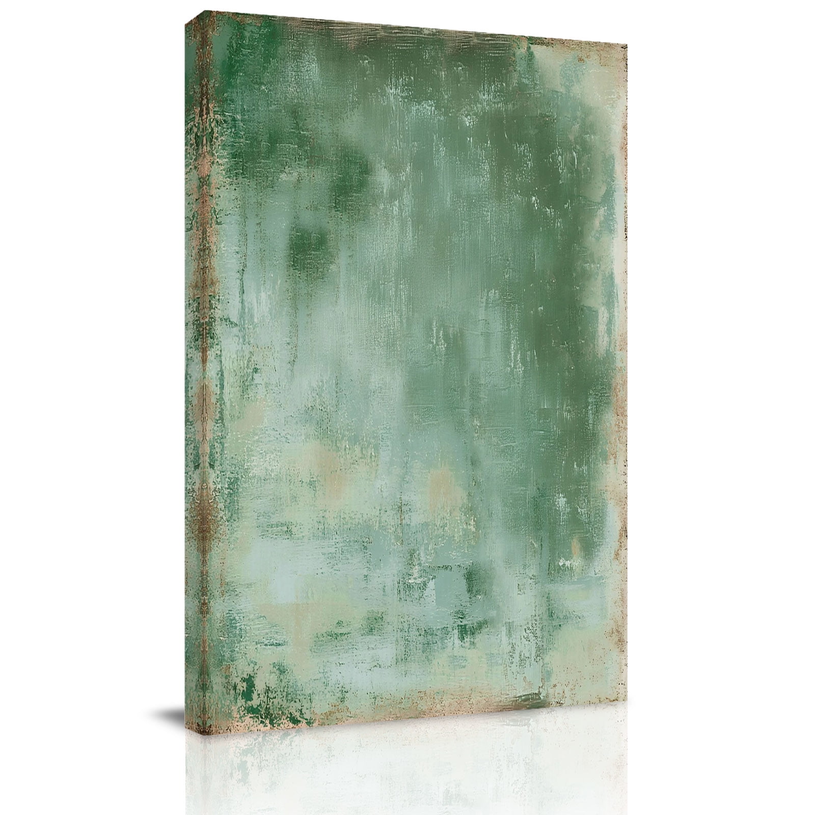 Canvas Wall Art Vintage Green Framed Canvas Prints for Living Room Dining Room Modern Simple Abstract Smear Art Extra Large Gallery Wrapped Wall Decor for Home Office Gifts 22 x28 Ship Next Day