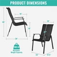 thumbnail image 4 of Yaheetech Outdoor Stackable Dining Chairs with Backrest and Armrests, Set of 2, Black, 4 of 7