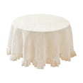 thumbnail image 2 of Nappe Ronde de Qualité Supérieure pour Table Basse, Housse Décorative en Tissu Résistant aux Taches, Déco Maison, Blanc, JKODE, 2 of 6