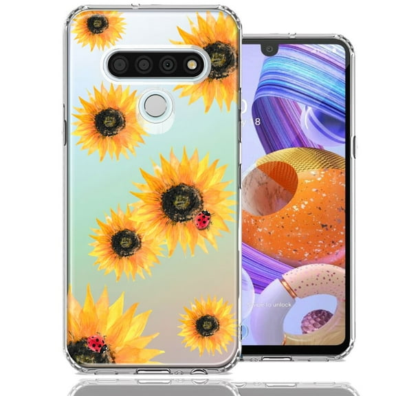 MUNDAZE For LG K51 Sunflower Ladybug Design Double Layer Phone Case Cover
