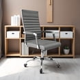 thumbnail image 2 of JJUN Ergonomic Office Desk Chair, Executive Ribbed Mid-Back PU Leather Conference Room Chair Adjustable Swivel Chair with Arms (1, Bicolor Vintage Grey), 2 of 16