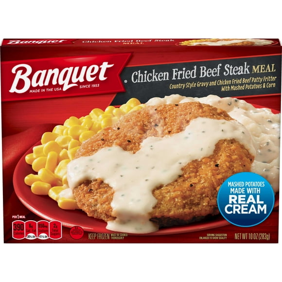 (12 Pack)Banquet Classic Fried Beef Steak Meal Chicken, 10 oz.