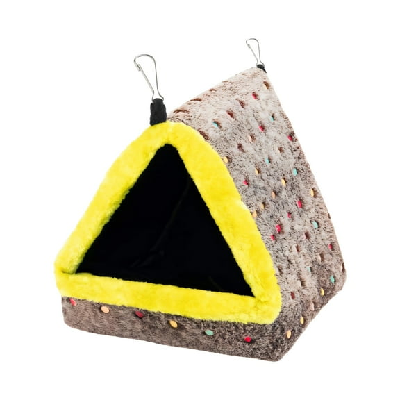 Parakeet Nest for Cage, Warm Fleece Triangular Bird Bed, Cozy Soft Bird House for Parrots, Chinchillas, Guinea Pigs, Winter Sleep Sack, Hanging Design, Black Interior