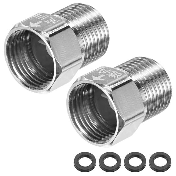 Uxcell 2-Pack Brass Check Valve, 1/2" Male to 1/2" Female Thread One Way Non-Return Backflow Preventer Valve [Silver]