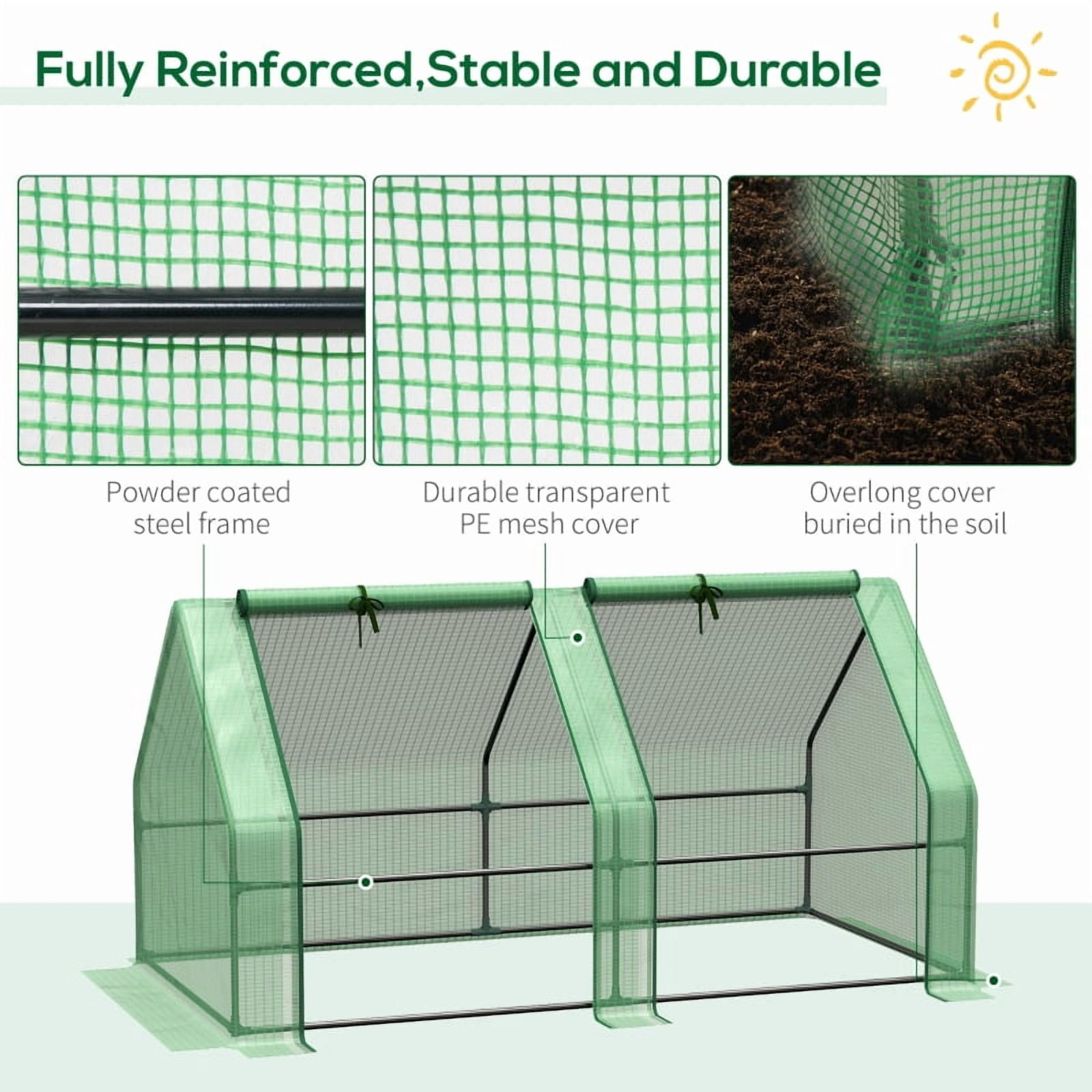 Alvantor Green 6'L x3'W x3'H Portable Mini Greenhouse with Large Zipper Doors
