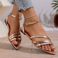 thumbnail image 5 of Xdegoge Womens Sandals Open Toe Pointed Flats Multi Patent Straps Ankle Buckle Sandals Summer Dressy Gladiator Wedding Party Shoes, 5 of 9