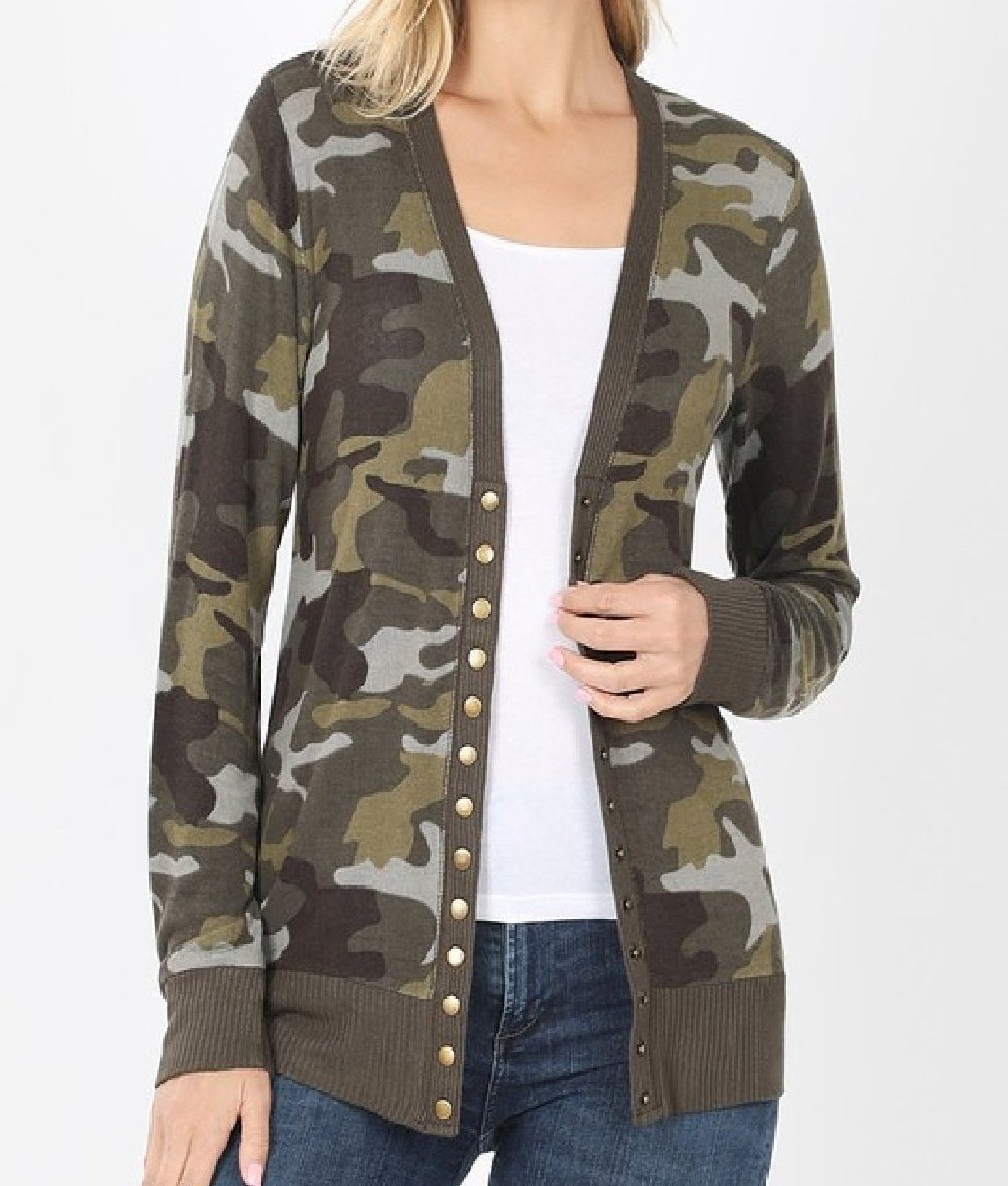 womens camouflage cardigan