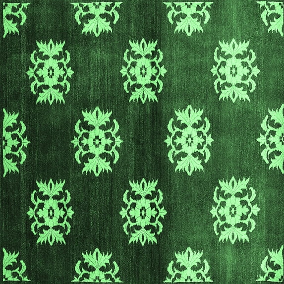 Ahgly Company Indoor Square Oriental Emerald Green Industrial Area Rugs, 5' Square