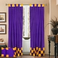 thumbnail image 2 of 4 Pc Set Indian Sari Curtains & Cushion Covers  Boho Tab Top  - Purple/Taupe 84", 2 of 5