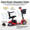 thumbnail image 3 of Arshin Mobility Scooter,4 Wheel Mobility Scooter for Adults,Senior,Electric Powered Wheelchair Chargeable Device for Travel,Red, 3 of 17