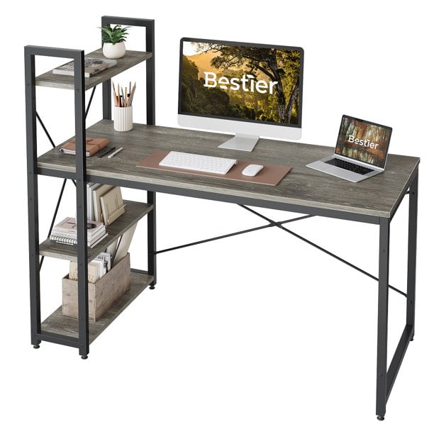 UK Computer Desk with 2 Drawers Storage Shelf Keyboard Tray Laptop Table Study 