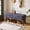 Blue, variant on Leumius Chenille Bench,Modern Upholstered with Ergonomic Padded and Solid Wood Legs,Ottoman Bench for Foyer Bedroom Living Space,Entry,White